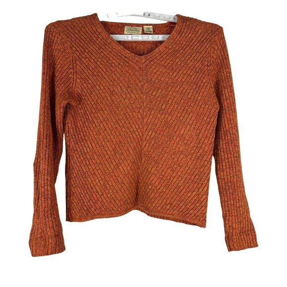 St. John's Bay Women's V-Neck Knit Sweater Size L Orange - Picture 1 of 6